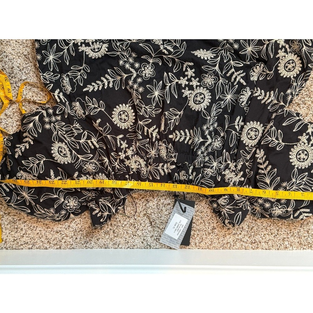 Chepé NWT Black Floral Off Shoulder Dress Italy Boho Romantic Mini Puff Sleeve - Picture 8 of 8
